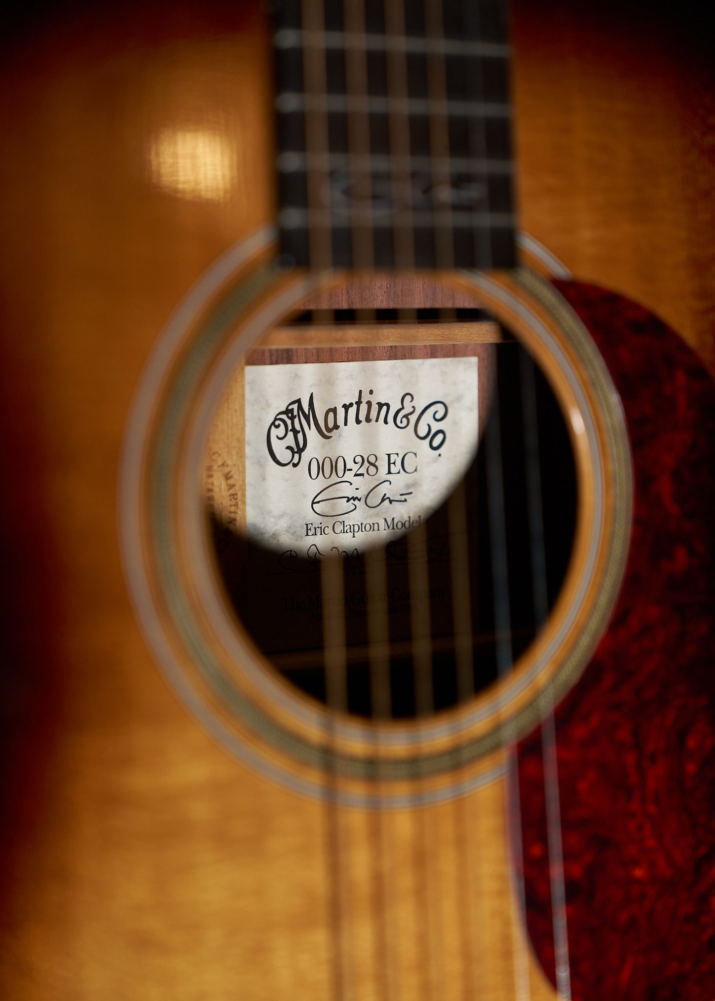 Photo of a label inside an acoustic guitar