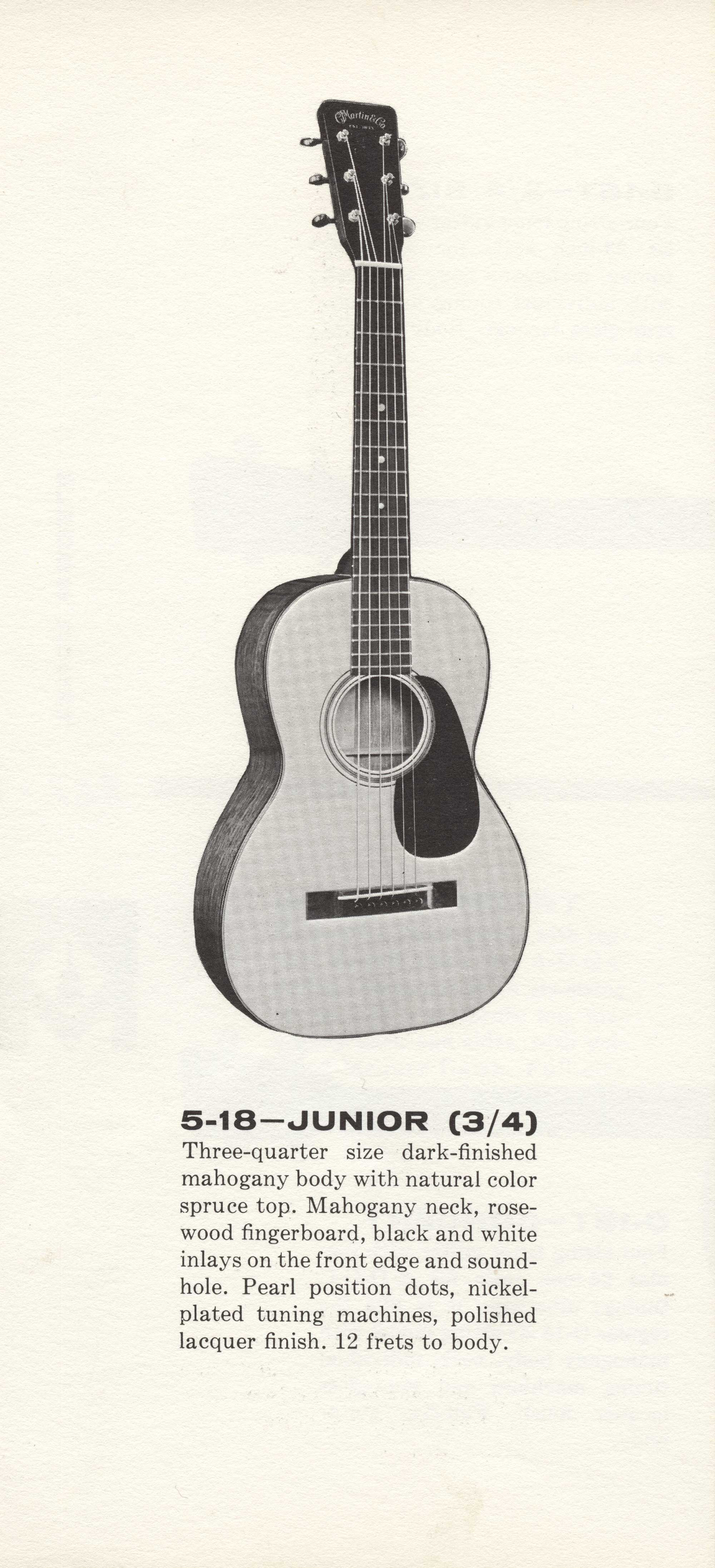 An old Martin advertisement about the 5-18 Junior guitar