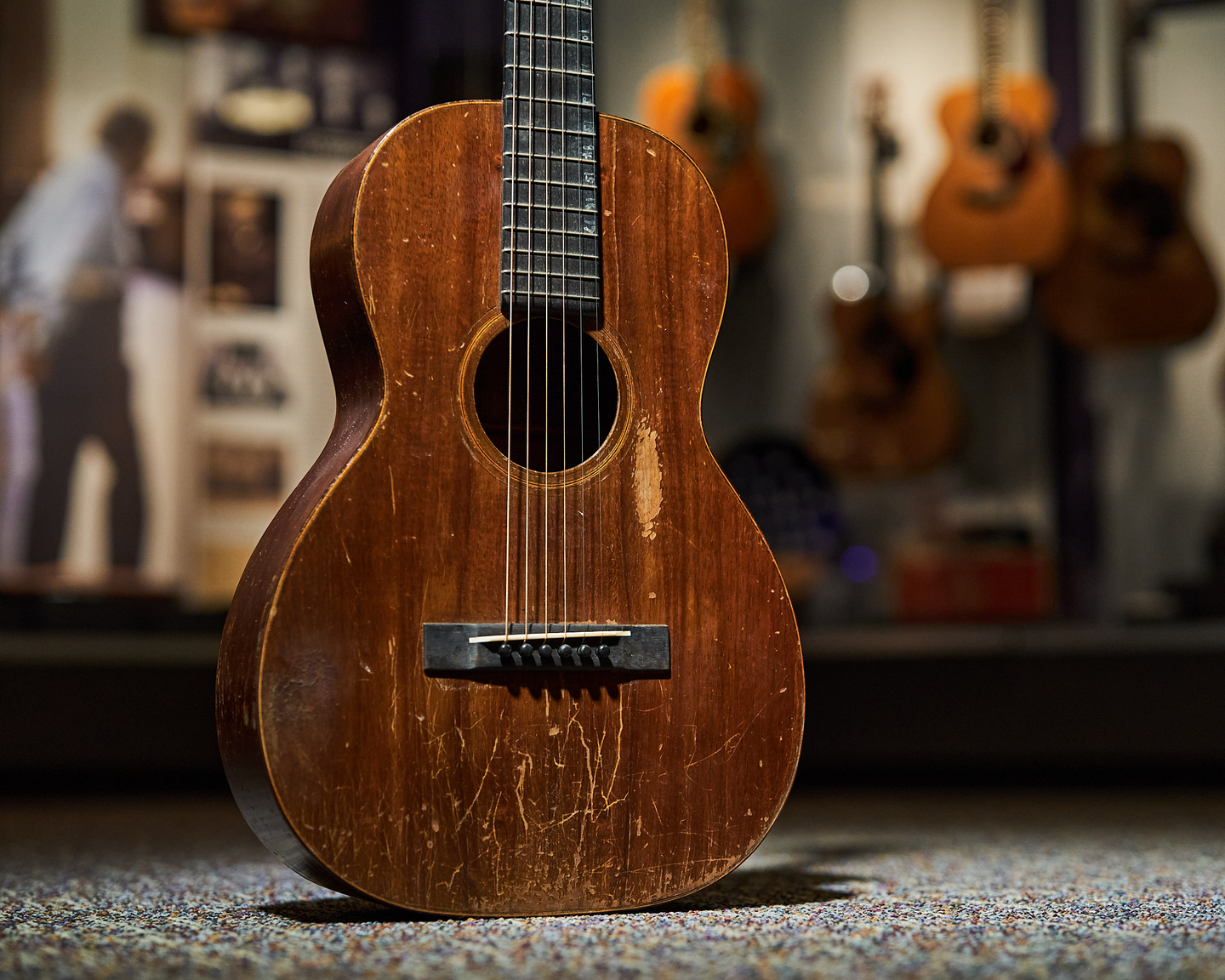 Closeup of an acoustic guitar