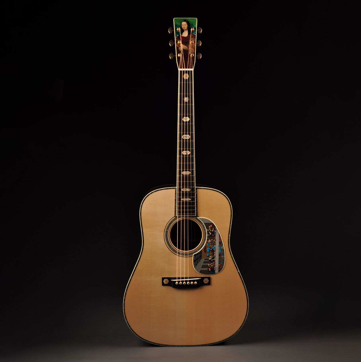 Front of an acoustic guitar