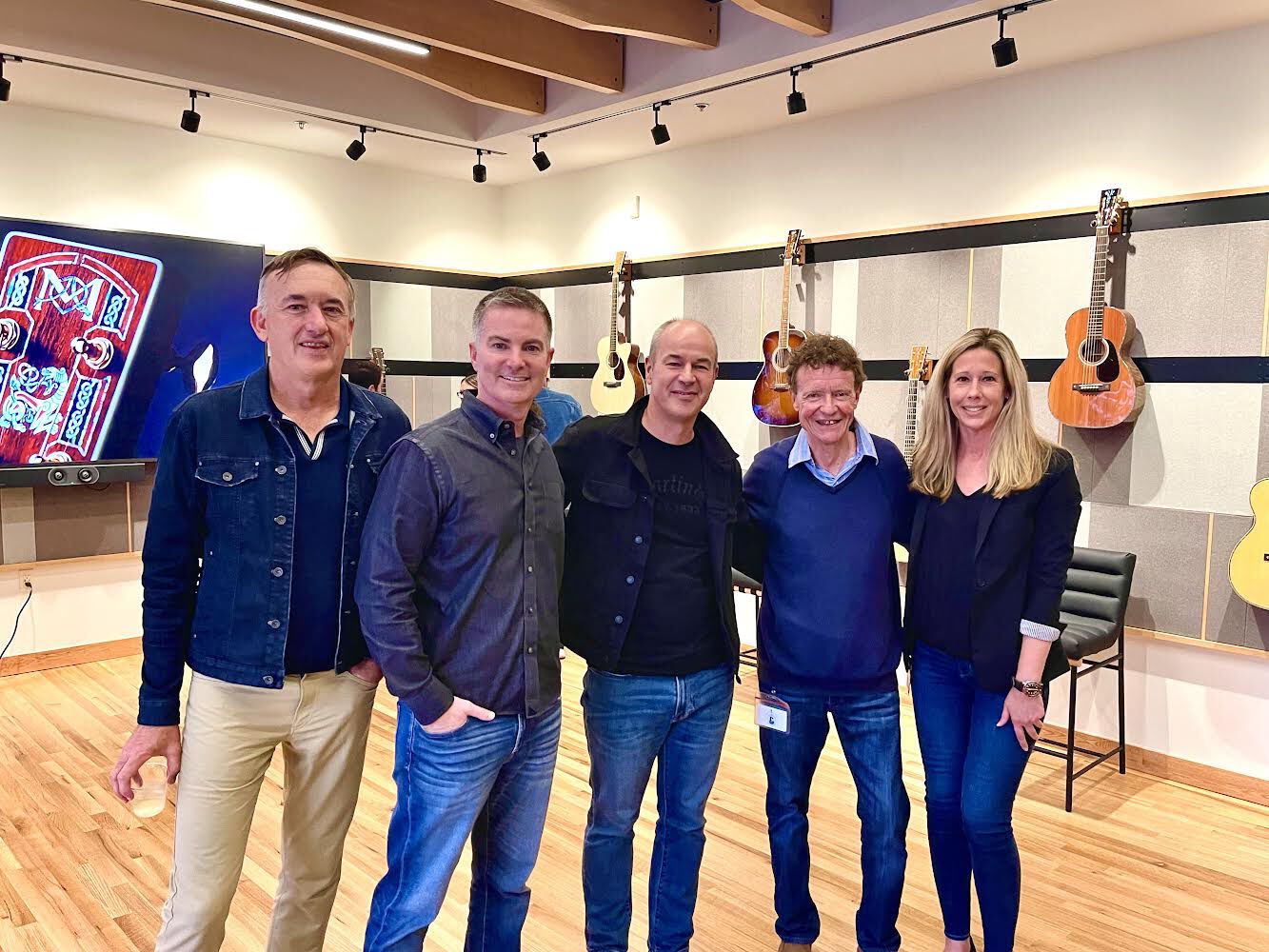 Five members of Martin Guitar's leadership team in the new Custom Shop Experience Center
