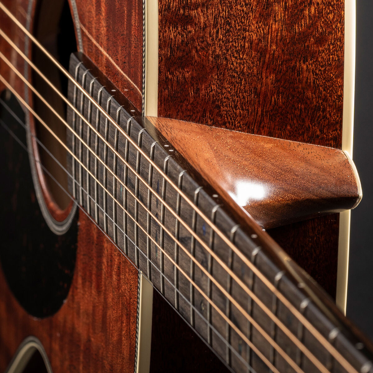 closeup of the guitar neck and heel