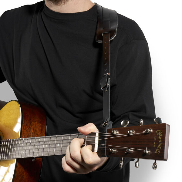 Martin Vintage Leather Acoustic Straps with Padded Slider - Black image number 1