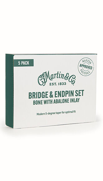 Bone Bridge & Endpins with Abalone Inlay &ndash; 5-Pack