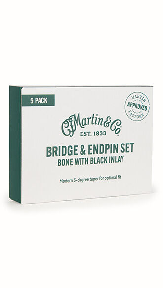 Bone Bridge & Endpins with Black Inlay &ndash; 5-Pack
