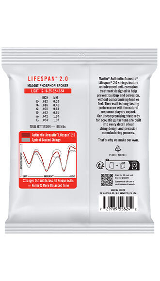 Back of Martin Lifespan MA540T Guitar Strings
