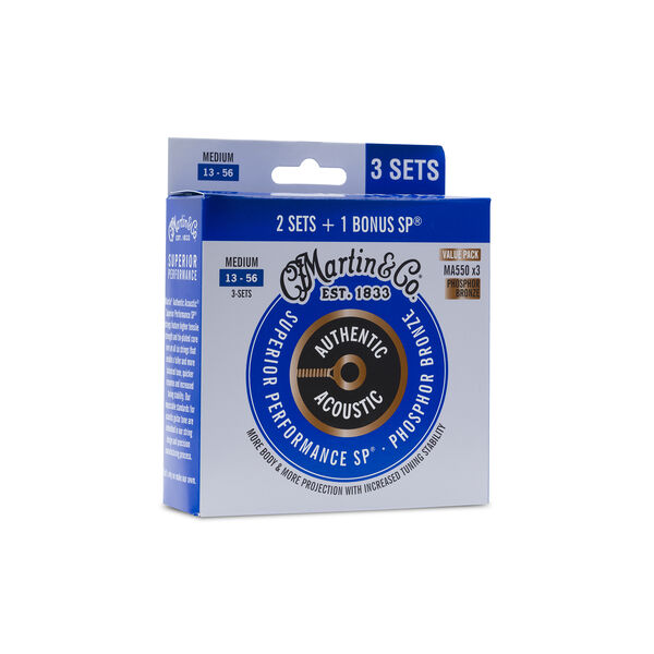 Authentic Acoustic SP&reg; Guitar Strings Phosphor Bronze Medium Gauge Value Pack image number 0