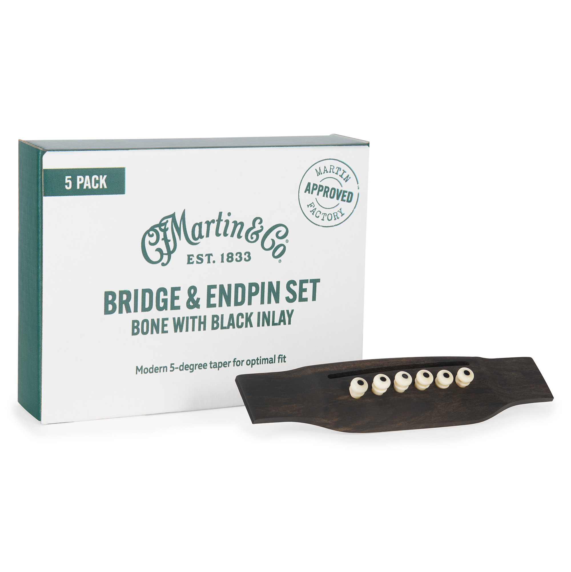 Bone w/ Black Inlay Bridge & End Pin-5 Sets image number 1