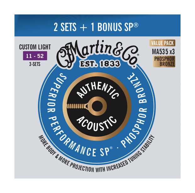 Martin Authentic Acoustic Guitar Strings Value Pack - Custom Light image number 3